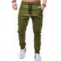 New OUKU Men's Cargo Pants Joggers Tactical Pants Trousers Drawstring Elastic Waist Multi Pocket Plain Wearable Outdoor Daily Camping & Hiking Fashion Classic Black Army Green Micro-elastic