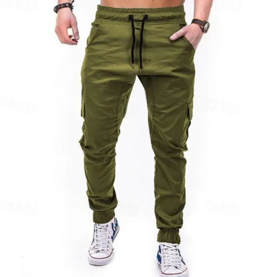 New OUKU Men's Cargo Pants Joggers Tactical Pants Trousers Drawstring Elastic Waist Multi Pocket Plain Wearable Outdoor Daily Camping & Hiking Fashion Classic Black Army Green Micro-elastic
