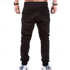 New OUKU Men's Cargo Pants Joggers Tactical Pants Trousers Drawstring Elastic Waist Multi Pocket Plain Wearable Outdoor Daily Camping & Hiking Fashion Classic Black Army Green Micro-elastic