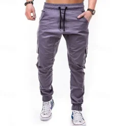 New OUKU Men's Cargo Pants Joggers Tactical Pants Trousers Drawstring Elastic Waist Multi Pocket Plain Wearable Outdoor Daily Camping & Hiking Fashion Classic Black Army Green Micro-elastic