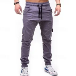New OUKU Men's Cargo Pants Joggers Tactical Pants Trousers Drawstring Elastic Waist Multi Pocket Plain Wearable Outdoor Daily Camping & Hiking Fashion Classic Black Army Green Micro-elastic