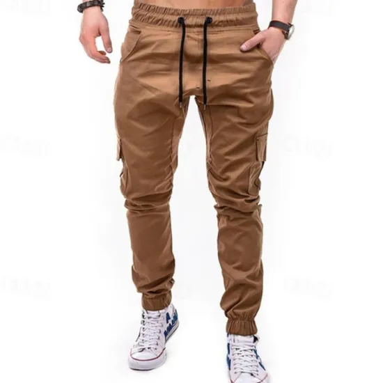 New OUKU Men's Cargo Pants Joggers Tactical Pants Trousers Drawstring Elastic Waist Multi Pocket Plain Wearable Outdoor Daily Camping & Hiking Fashion Classic Black Army Green Micro-elastic