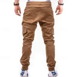 New OUKU Men's Cargo Pants Joggers Tactical Pants Trousers Drawstring Elastic Waist Multi Pocket Plain Wearable Outdoor Daily Camping & Hiking Fashion Classic Black Army Green Micro-elastic