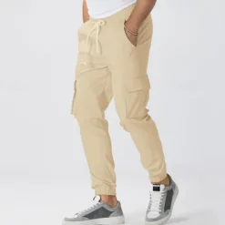 Sale OUKU Men's Cargo Pants Joggers Trousers Drawstring Elastic Waist Multi Pocket Plain Wearable Outdoor Daily Camping & Hiking Fashion Classic ArmyGreen Black