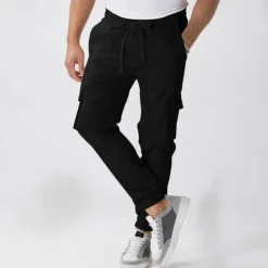 Sale OUKU Men's Cargo Pants Joggers Trousers Drawstring Elastic Waist Multi Pocket Plain Wearable Outdoor Daily Camping & Hiking Fashion Classic ArmyGreen Black