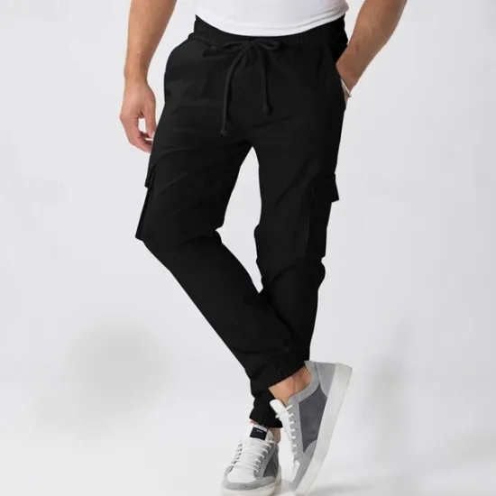 Sale OUKU Men's Cargo Pants Joggers Trousers Drawstring Elastic Waist Multi Pocket Plain Wearable Outdoor Daily Camping & Hiking Fashion Classic ArmyGreen Black