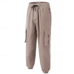 New OUKU Men's Cargo Pants Joggers Trousers Casual Pants Drawstring Elastic Waist Multi Pocket Plain Comfort Soft Full Length Outdoor Daily Running Fashion Streetwear Black Green