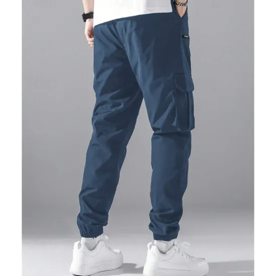 Clearance OUKU Men's Cargo Pants Joggers Trousers Elastic Waist Multi Pocket Plain Wearable Outdoor Daily Casual Black Army Green