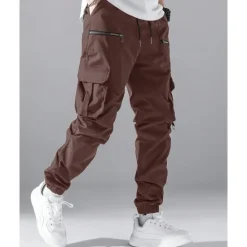 Clearance OUKU Men's Cargo Pants Joggers Trousers Elastic Waist Multi Pocket Plain Wearable Outdoor Daily Casual Black Army Green