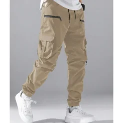 Clearance OUKU Men's Cargo Pants Joggers Trousers Elastic Waist Multi Pocket Plain Wearable Outdoor Daily Casual Black Army Green