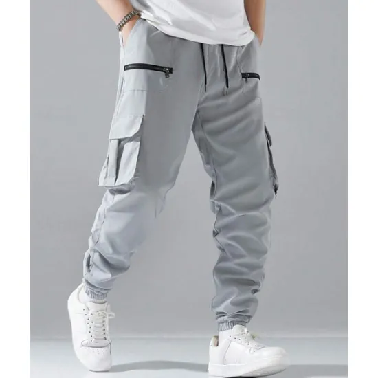 Clearance OUKU Men's Cargo Pants Joggers Trousers Elastic Waist Multi Pocket Plain Wearable Outdoor Daily Casual Black Army Green