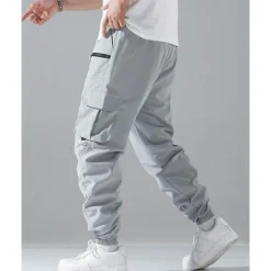 Clearance OUKU Men's Cargo Pants Joggers Trousers Elastic Waist Multi Pocket Plain Wearable Outdoor Daily Casual Black Army Green