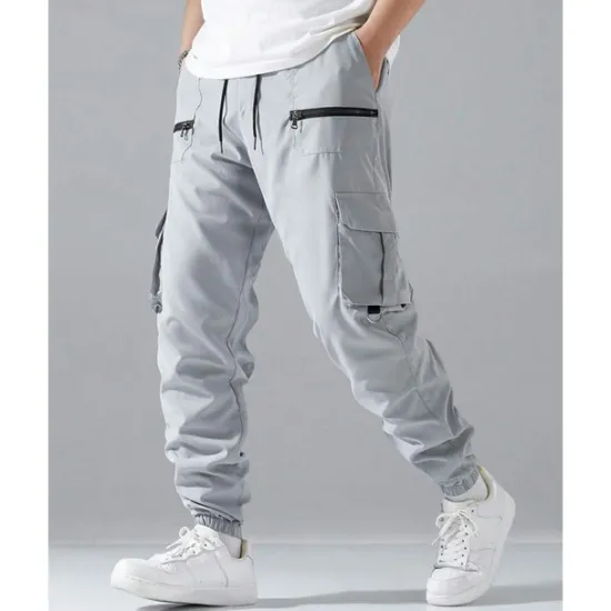 Clearance OUKU Men's Cargo Pants Joggers Trousers Elastic Waist Multi Pocket Plain Wearable Outdoor Daily Casual Black Army Green