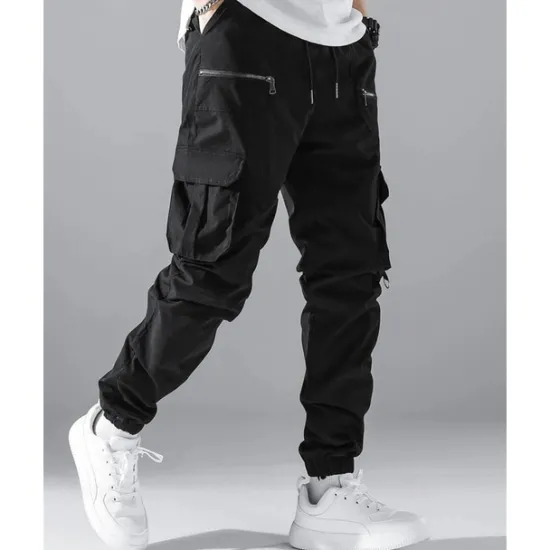 Clearance OUKU Men's Cargo Pants Joggers Trousers Elastic Waist Multi Pocket Plain Wearable Outdoor Daily Casual Black Army Green