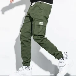 Outlet OUKU Men's Cargo Pants Joggers Trousers Drawstring Elastic Waist Multi Pocket Plain Wearable Outdoor Daily Camping & Hiking Fashion Classic Black Army Green