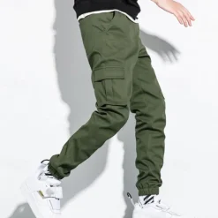 Outlet OUKU Men's Cargo Pants Joggers Trousers Drawstring Elastic Waist Multi Pocket Plain Wearable Outdoor Daily Camping & Hiking Fashion Classic Black Army Green