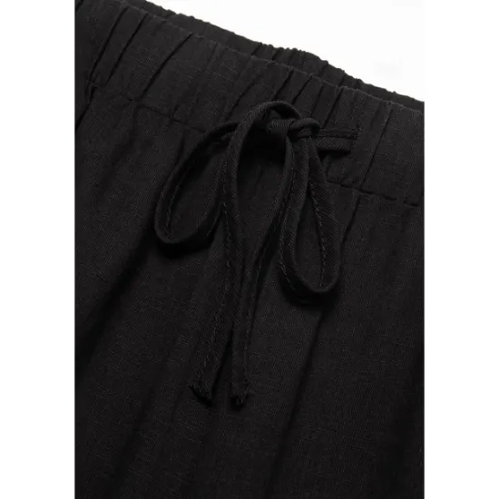Outlet OUKU Men's Cargo Pants Linen Pants Summer Pants Beach Pants Drawstring Elastic Waist Plain Comfort Breathable Casual Daily Holiday Fashion Classic Style Black White