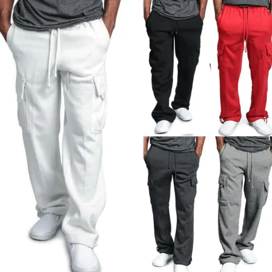 Hot OUKU Men's Cargo Pants Sweatpants Joggers Trousers Cargo Sweatpants Wide Leg Solid Color Full Length Sports Outdoor Daily Classic Casual Loose Fit Black White
