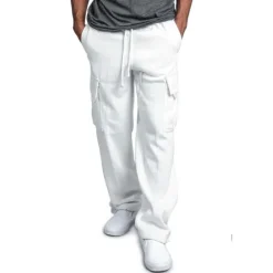 Hot OUKU Men's Cargo Pants Sweatpants Joggers Trousers Cargo Sweatpants Wide Leg Solid Color Full Length Sports Outdoor Daily Classic Casual Loose Fit Black White