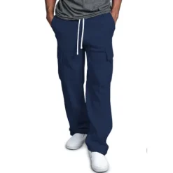 Hot OUKU Men's Cargo Pants Sweatpants Joggers Trousers Cargo Sweatpants Wide Leg Solid Color Full Length Sports Outdoor Daily Classic Casual Loose Fit Black White