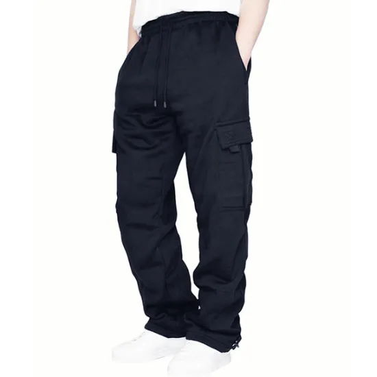 Hot OUKU Men's Cargo Pants Sweatpants Joggers Trousers Cargo Sweatpants Wide Leg Solid Color Full Length Sports Outdoor Daily Classic Casual Loose Fit Black White