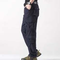 Clearance OUKU Men's Cargo Pants Tactical Pants Trousers Buttons Multi Pocket Plain Wearable Outdoor Daily Camping & Hiking Fashion Classic Dark Khaki Grass Green