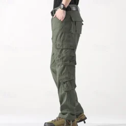 Clearance OUKU Men's Cargo Pants Tactical Pants Trousers Buttons Multi Pocket Plain Wearable Outdoor Daily Camping & Hiking Fashion Classic Dark Khaki Grass Green