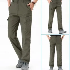 Best OUKU Men's Cargo Pants Tactical Pants Trousers Hiking Pants Buttons Multi Pocket Plain Quick Dry Wearable Outdoor Daily Camping & Hiking Fashion Classic Black Army Green