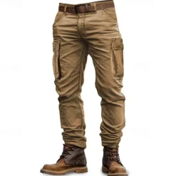 Best OUKU Men's Cargo Pants Tactical Pants Trousers Hiking Pants Buttons Multi Pocket Plain Wearable Outdoor Camping & Hiking Casual Athleisure Black Army Green