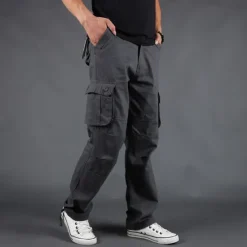 Outlet OUKU Men's Cargo Pants Tactical Pants Trousers Hiking Pants Buttons Multi Pocket Plain Wearable Outdoor Daily Camping & Hiking Fashion Classic Gray Green Grass Green