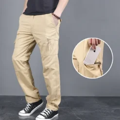Sale OUKU Men's Cargo Pants Tactical Pants Trousers Hiking Pants Buttons Elastic Waist Multi Pocket Plain Quick Dry Wearable Outdoor Daily Camping & Hiking Fashion Classic Black Army Green