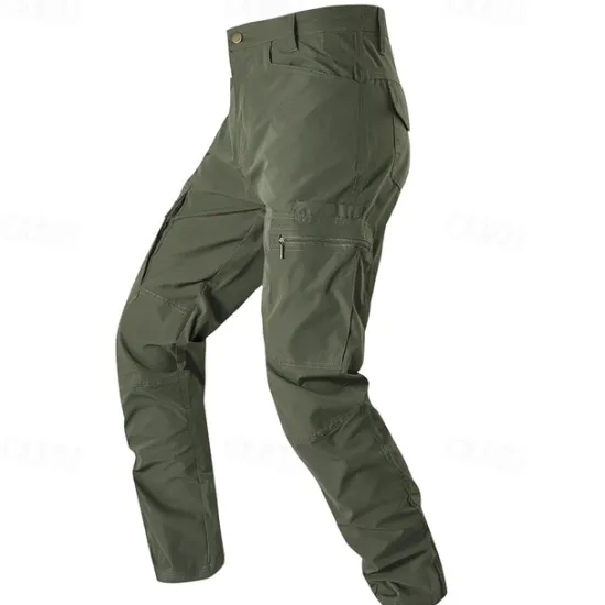 Hot OUKU Men's Cargo Pants Tactical Pants Trousers Elastic Waist Multi Pocket Straight Leg Plain Waterproof Quick Dry Full Length Outdoor Casual Daily Fashion Streetwear Black Green