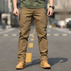 Online OUKU Men's Cargo Pants Tactical Pants Trousers Buttons Multi Pocket Camouflage Wearable Outdoor Daily Camping & Hiking Fashion Classic Black Brown