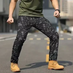 Online OUKU Men's Cargo Pants Tactical Pants Trousers Buttons Multi Pocket Camouflage Wearable Outdoor Daily Camping & Hiking Fashion Classic Black Brown