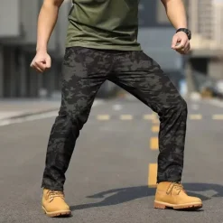 Online OUKU Men's Cargo Pants Tactical Pants Trousers Buttons Multi Pocket Camouflage Wearable Outdoor Daily Camping & Hiking Fashion Classic Black Brown