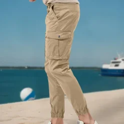 New OUKU Men's Cargo Pants Tactical Pants Trousers Buttons Multi Pocket Elastic Cuff Plain Wearable Outdoor Daily Camping & Hiking Fashion Classic Black White