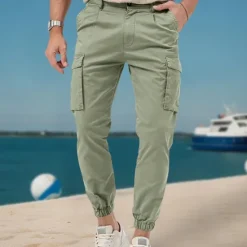 New OUKU Men's Cargo Pants Tactical Pants Trousers Buttons Multi Pocket Elastic Cuff Plain Wearable Outdoor Daily Camping & Hiking Fashion Classic Black White
