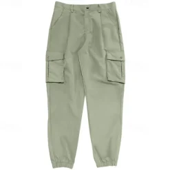 New OUKU Men's Cargo Pants Tactical Pants Trousers Buttons Multi Pocket Elastic Cuff Plain Wearable Outdoor Daily Camping & Hiking Fashion Classic Black White