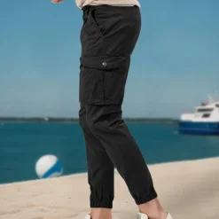 New OUKU Men's Cargo Pants Tactical Pants Trousers Buttons Multi Pocket Elastic Cuff Plain Wearable Outdoor Daily Camping & Hiking Fashion Classic Black White