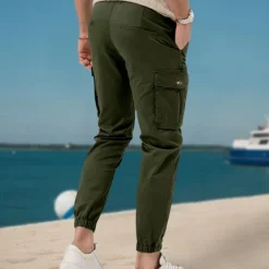 New OUKU Men's Cargo Pants Tactical Pants Trousers Buttons Multi Pocket Elastic Cuff Plain Wearable Outdoor Daily Camping & Hiking Fashion Classic Black White