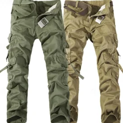 OUKU Men's Cargo Pants Tactical Pants Trousers Buttons Multi Pocket Plain Wearable Outdoor Daily Camping & Hiking Fashion Classic Grass Green Black