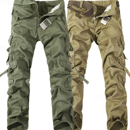 OUKU Men's Cargo Pants Tactical Pants Trousers Buttons Multi Pocket Plain Wearable Outdoor Daily Camping & Hiking Fashion Classic Grass Green Black