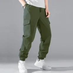 Online OUKU Men's Cargo Pants Tactical Pants Trousers Drawstring Elastic Waist Multi Pocket Plain Wearable Outdoor Daily Camping & Hiking Fashion Classic Black Army Green