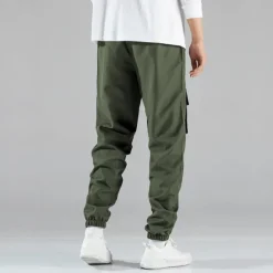 Online OUKU Men's Cargo Pants Tactical Pants Trousers Drawstring Elastic Waist Multi Pocket Plain Wearable Outdoor Daily Camping & Hiking Fashion Classic Black Army Green