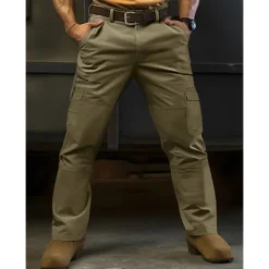 Online OUKU Men's Cargo Pants Tactical Pants Trousers Multi Pocket Plain Comfort Wearable Casual Daily Holiday Sports Basic Black Brown