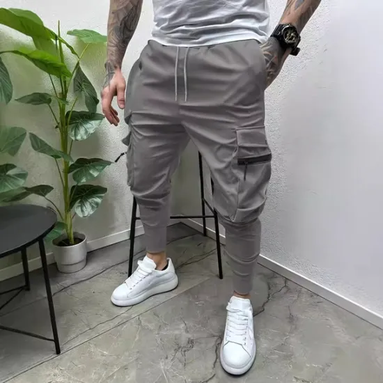 Sale OUKU Men's Cargo Pants Tapered pants Trousers Drawstring Elastic Waist Multi Pocket Plain Wearable Outdoor Daily Camping & Hiking Fashion Classic Black Army Green