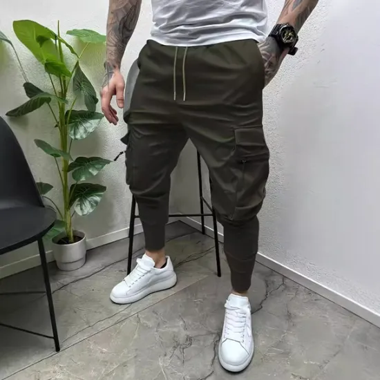 Sale OUKU Men's Cargo Pants Tapered pants Trousers Drawstring Elastic Waist Multi Pocket Plain Wearable Outdoor Daily Camping & Hiking Fashion Classic Black Army Green