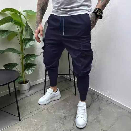 Sale OUKU Men's Cargo Pants Tapered pants Trousers Drawstring Elastic Waist Multi Pocket Plain Wearable Outdoor Daily Camping & Hiking Fashion Classic Black Army Green