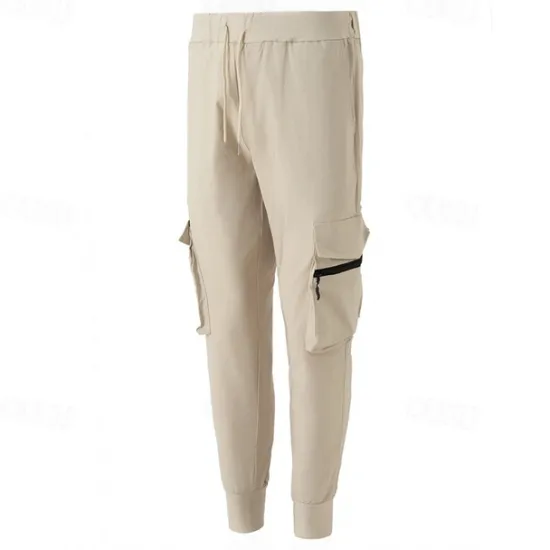 Sale OUKU Men's Cargo Pants Tapered pants Trousers Drawstring Elastic Waist Multi Pocket Plain Wearable Outdoor Daily Camping & Hiking Fashion Classic Black Army Green