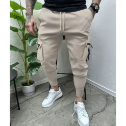 Discount OUKU Men's Cargo Pants Tapered pants Trousers Drawstring Elastic Waist Multi Pocket Plain Wearable Outdoor Daily Camping & Hiking Fashion Classic Black Army Green